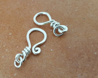 Silver hook clasps 18g, Sterling silver findings, sturdy silver clasps, silver bracelet clasps, necklace clasp, jewelry making supply