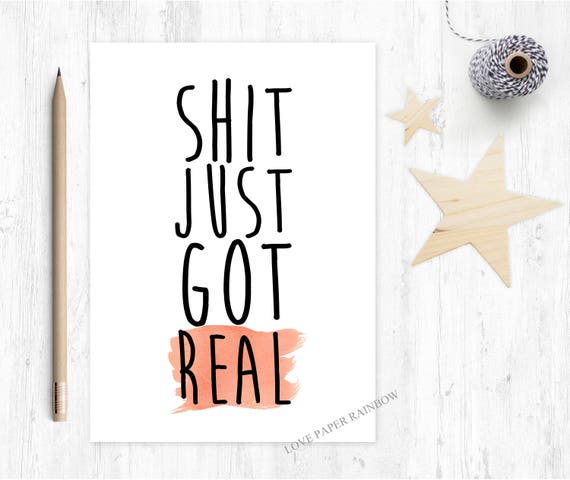funny engagement card, shit just got real, engagement card, rude engagement card, engagement announcement, engaged card, announce engagement
