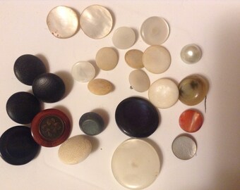 Vintage All Shank Buttons- 24 various compostion