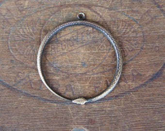 Vintage French Brass Stamping/Antique Style/Ouroboros Snake/Tail Eater/Serpent Jewelry/French Findings