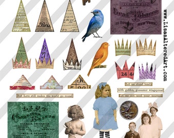 Digital Collage Sheet ATC Element Images (Sheet no. O85) Ephemera-Instant Download