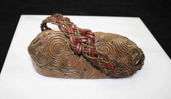 Celtic leather love knot in green and brown