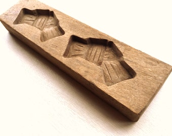 Vintage Japanese Kashigata Mold - Wood Cake Mold - Japanese Mold - Wood Mold - Vintage Cake Mold - Kombu Seaweed