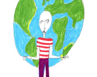 Weight of The World, Continuous Line Drawing, One Line Drawing, Minimal Art, Quirky Art, Weird Art, Ugly Art