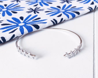 Solid Laurel rhinestone - silver Bangle, bracelet 925/000 and zirconium - sterling silver bangle