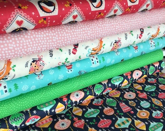 Dashwood Studio Christmas Print Fabric, 100% Cotton, Christmas Fabric Fat Quarter Bundle