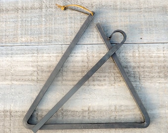 Personalized Triangle Dinner Bell - Large 12" Dinner Bell - Chuck Wagon Bell - Mother's Day Gift - by The Red Oak Forge on Etsy