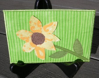 Birthday Card - Housewarming Gift - Yellow Sunflower - Fabric Postcard - Quilted Postcard - Greeting Card - Postcard Art - Flower Lover