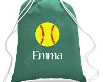 Softball Drawstring Bag, Softball Gifts, Softball Gift Ideas, Gifts for Softball Players, Personalized Softball Gift, Softball Team Gifts