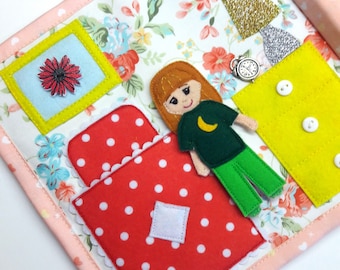 Doll Baby house. Quiet book, felt book, dollhouse busy book, book for girl (8 pages, coming with a bag)-free shipping.