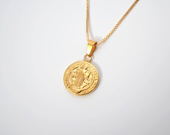 Saint Benedict Gold Medallion Necklace