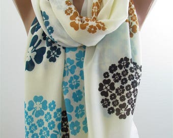 Mothers Day Gift For Her Soft Cotton Scarf Shawl Floral Scarf Cowl Scarf Hippie Scarf Bohemian Fashion Accessories Boho Scarf Holiday