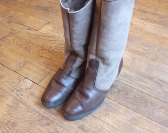 Winter boots Brown bimatieres filled 70's