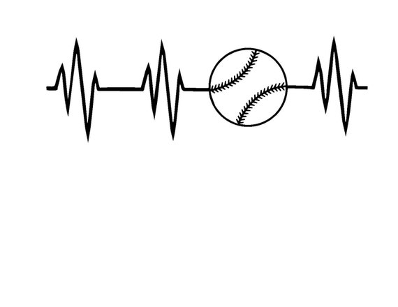 Download Baseball Heartbeat SVG DXF JPG or Silhouette Instant