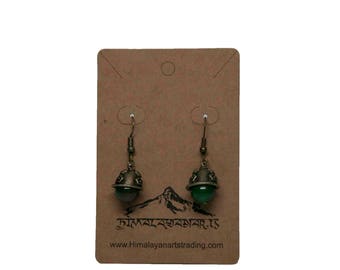 Beads earring with small copper caps
