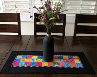 Colorful Table Runner, Quilted Table Runner, Modern Table Runner, Patchwork Table Runner, Home Decor