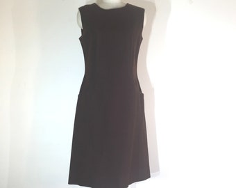 1960s brown mod dress in wool - medium - 1960s mod dress with pockets - 1960s brown dress - 1960s mod brown dress