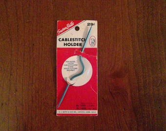 NOS Vintage 1960's Susan Bates Blue Aluminum Cable Stitch Holder 4-1/2 Inch Marked 29 cents