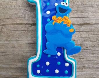 Cookie Monster Birthday candle, Sesame Street Birthday Candle
