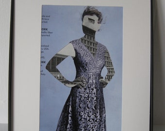 Mrs.Architecture Glam Original Collage Framed and Ready to Hang