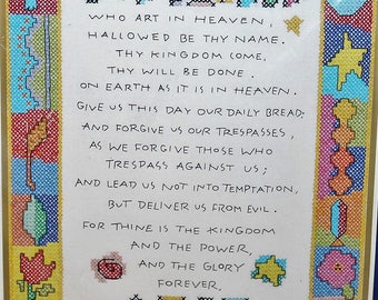 Bucilla Stamped Cross Stitch kit #42601 "Our Father" 2000 new sealed Prayer picture