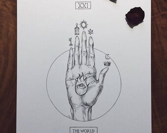 Original Ink Drawing Inktober 2017: Tarot Card The World