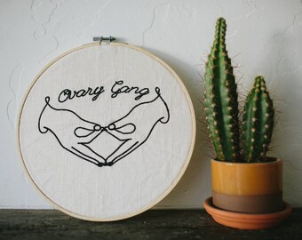 Ovary Gang, embroidered hoop, by The Bee & The Fox