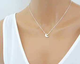 Celestial jewelry, Moon and Star Necklace, Gold Moon Star Necklace, Moon Necklace, Star Necklace, Silver Moon Necklace, Moon phases