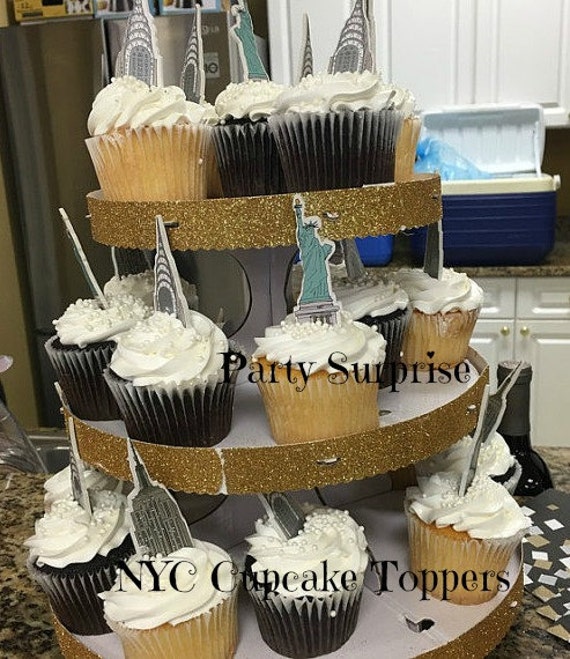 12 Big Apple Cupcake Toppers New York City Party Cake