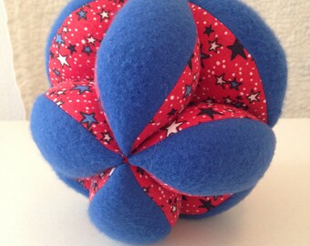 Infant Montessori Puzzle Ball. Colorful Geometric Baby Clutch Ball. Sensory Learning Toy. Soft Cloth Ball, Safe for indoor Baby Play