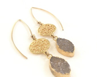 Druzy wire earrings