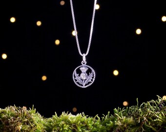 Sterling Silver Scottish Thistle - Small, Double Sided - (Charm Only or Necklace)