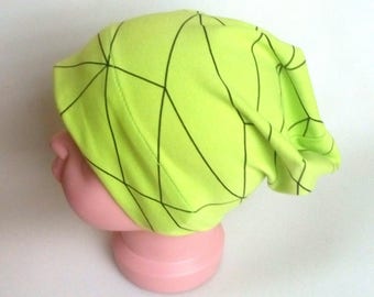 Boy cotton hat Lime green hat Toddler cotton hat Light green beanie Baby boy bright hat Green hat for boy Lime green slouch beanie