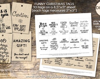 Funny Christmas tag, Funny christmas label, Xmas tags printable, Christmas tag printable, funny craft paper tags, printable tags, gift tag,