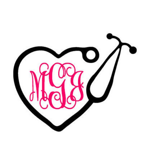 Monogram Stethoscope Nurse Decal Monogram Nurse Car Decal