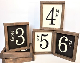 Family Number Signs | Farmhouse Style Decor | Home Decor | Collage Wall Signs | Rustic Home Decor