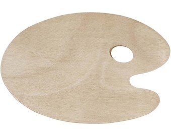 Classic Wooden Artist Palette - Wood Oval with Thumb Hole - Oil Paint Mixing Board