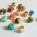 Geometric Wood Beads, Hand Painted wood Beads 12mm, Hexagon wood beads