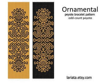 Ornamental - Peyote Bracelet Pattern - odd-count peyote - INSTANT DOWNLOAD