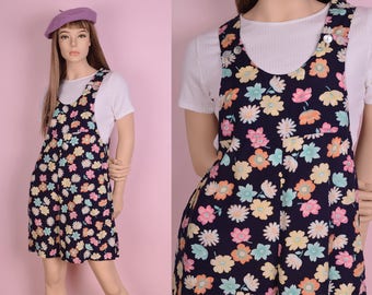 90s Floral Print Romper/ XS/ 1990s