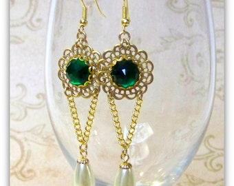 Medieval Earrings - Renaissance Earrings - Medieval Jewelry - Renaissance Jewelry, Tudor Jewelry, Tudor Earrings, Elizabethan