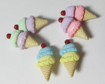 Double Scoop Ice Cream Cone with Cherry on Top Novelty Buttons