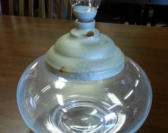 Round Glass Apothecary Jar w/ Funky Metal Lid