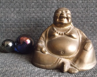 vintage brass Laughing Buddha