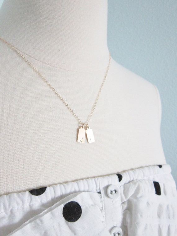 Little tags necklace gold filled delicate modern jewelry