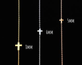Sideways Cross Necklace, Sideways Cross, Cross Necklace, Dainty Necklace, Side Cross Necklace, Gold Cross Necklace, Minimalist Tiny Necklace