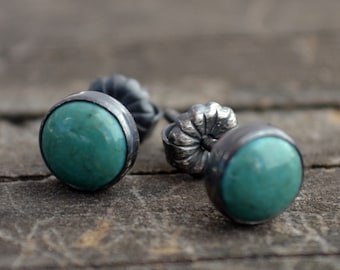 chinese turquoise and sterling silver stud earrings