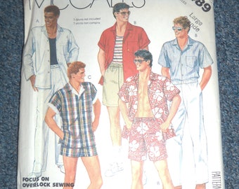 Uncut Sz LG Men's Mccalls 2489 Shirt, Pants, Shorts, or swimsuit