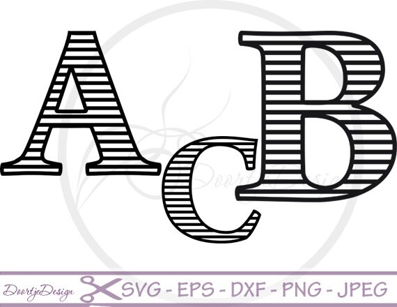 Striped Letters SVG cutting files Striped Alphabet DXF EPS