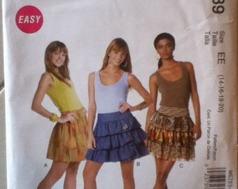 McCalls Skirt Pattern 6289 Size: 14-20, Waist 28"-34", Hip 38"-44"